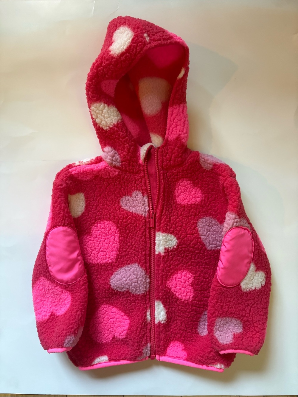 Old Navy Pink Heart Sherpa Zip Hoodie
